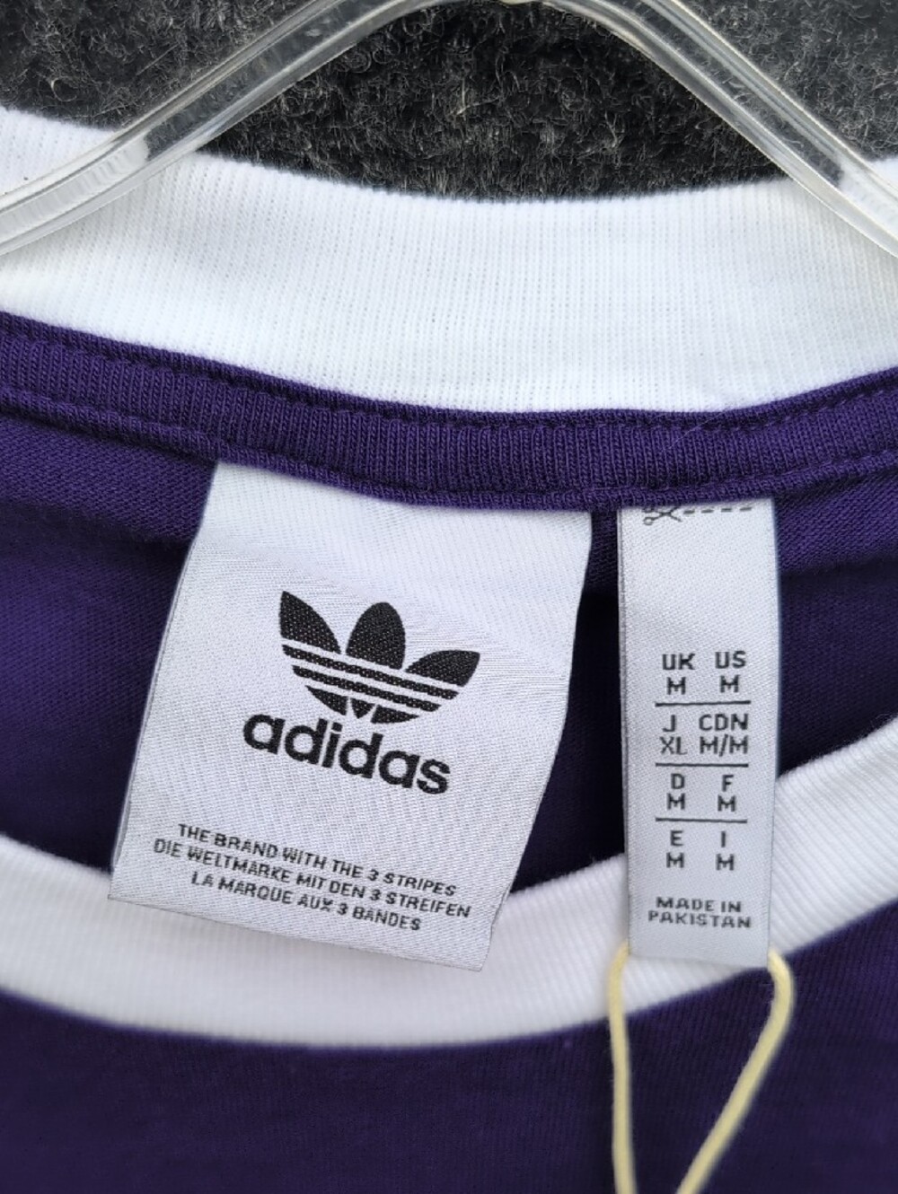adidas Purple Short Sleeve Tee with White Three-Stripes - Picture 4 of 7